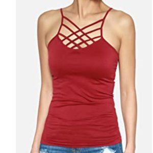 Women's Red Crisscross Strappy Tank Top